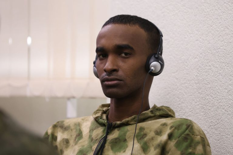 Adil Muhammad of Somalia, seen in Kyiv, Ukraine on March 15, 2024, was captured as a foreign mercenary of the Russian army. GETTY IMAGES